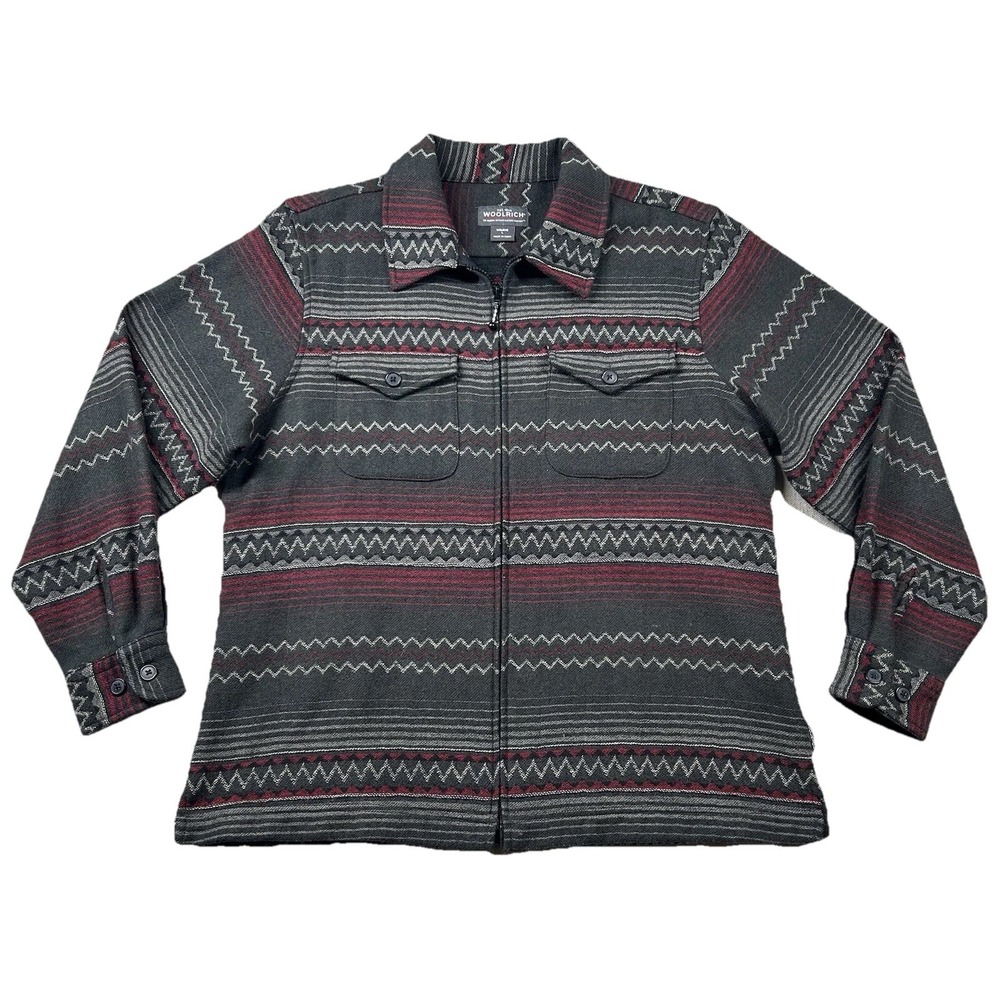 Woolrich Jacket Womens L Wool Blend Full Zip Shacket Southwest Aztec Flannel